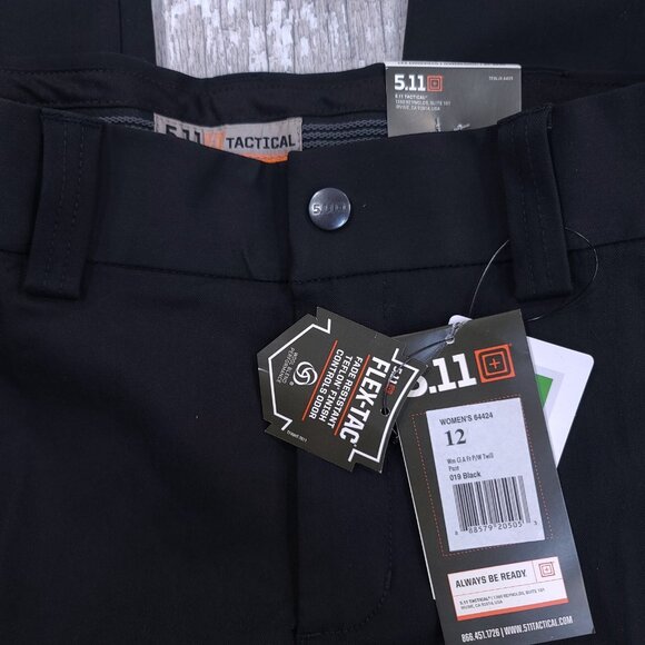 5.11 Tactical Pants Women’s 12 Black PDU Class A Flex-Tac Wool Blend Unhemmed - Picture 6 of 10